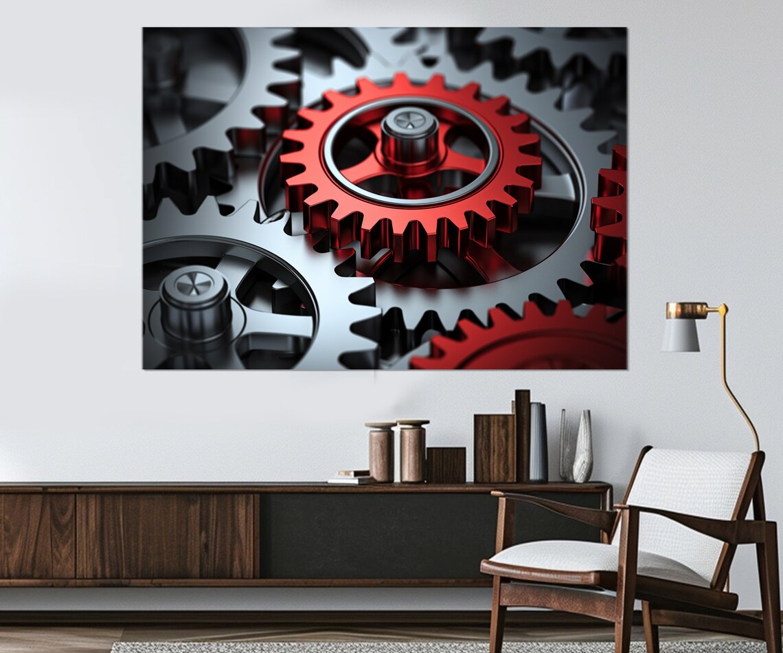 Abstract Gear Print Engineering Wall Art Mechanic Gift Watch Repairer Gift Engineer Gift Gear Poster Framed And Ready To Hang