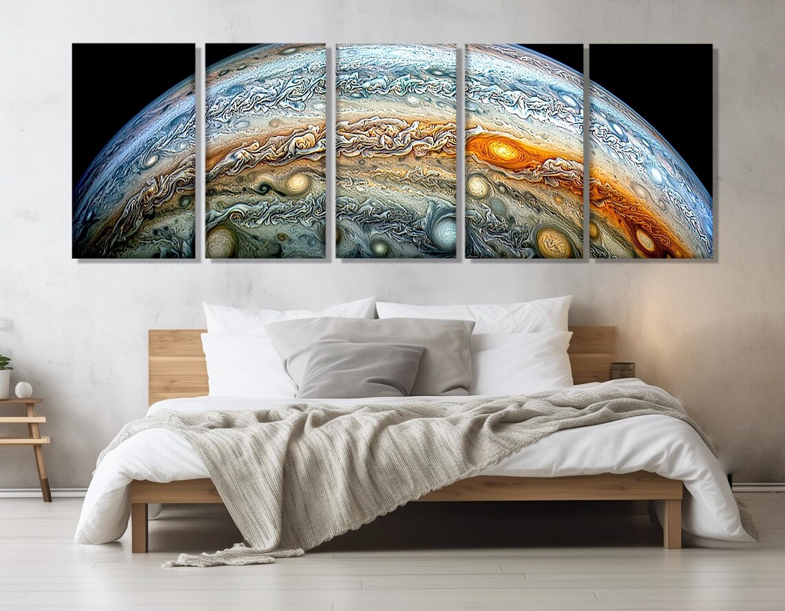 Jupiter Planet Storm Clouds Panoramic Space Art Colorful Wall Art Print - Image 3