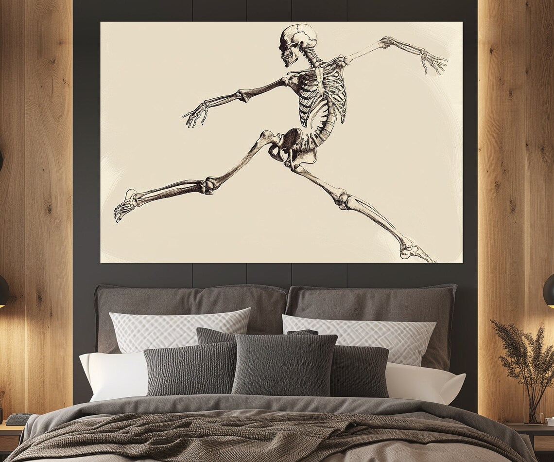Running Human Skeleton Vintage Anatomy Illustration Triptych Medical Office Wall Art - Image 4
