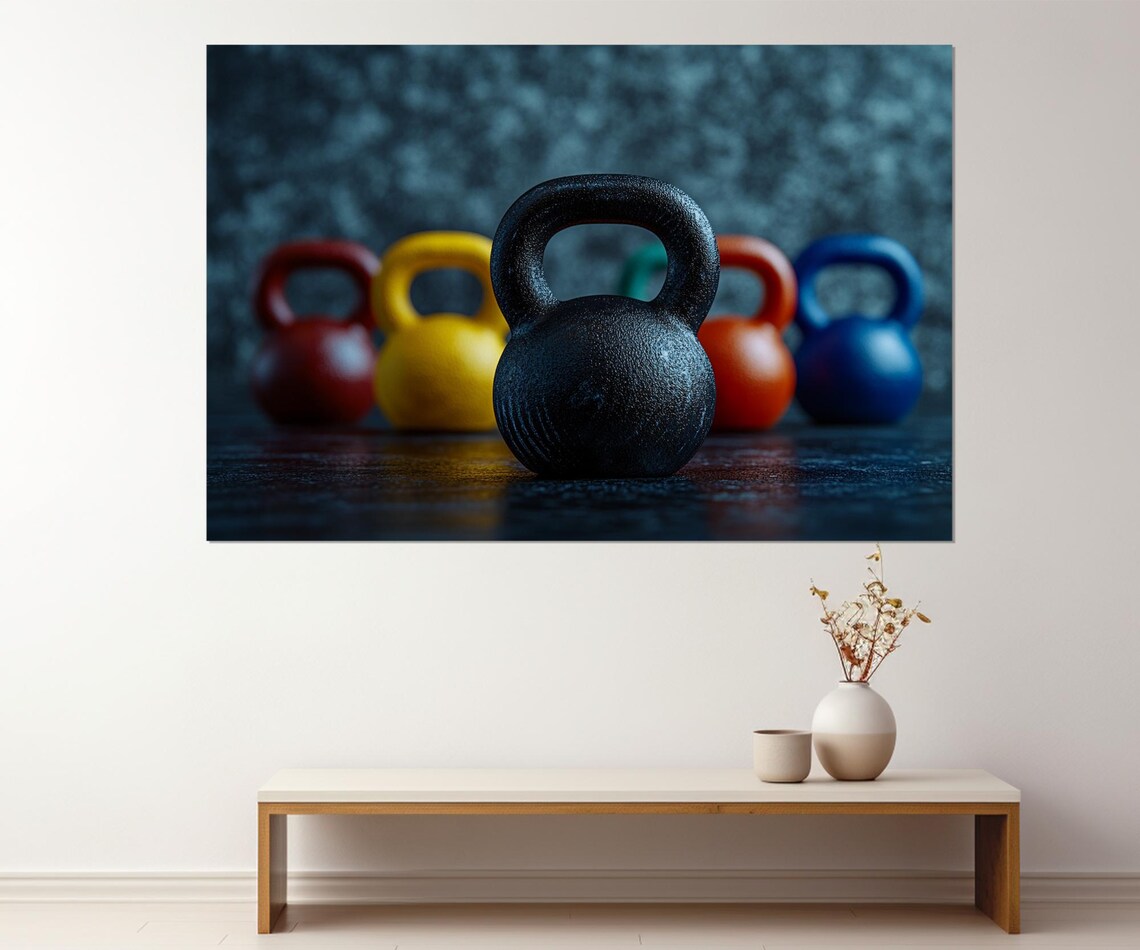 Colorful Kettlebells Gym Photography Fitness Motivation Wall Poster - Image 2