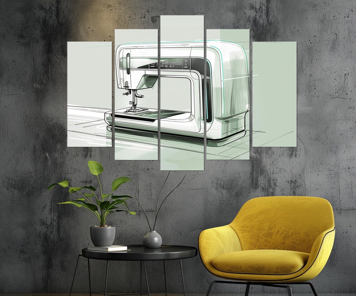 Minimalist Sewing Machine Print Seamstress Gift Tailor Gift Sewing Wall Decor Framed And Ready To Hang - Image 4