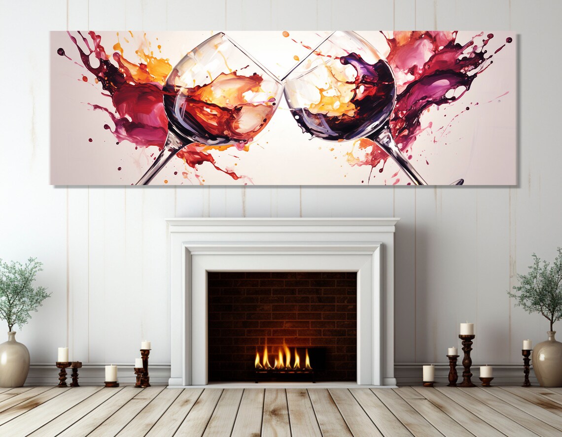 Wine Glasses Painting, Wine Shop Decor Art Print