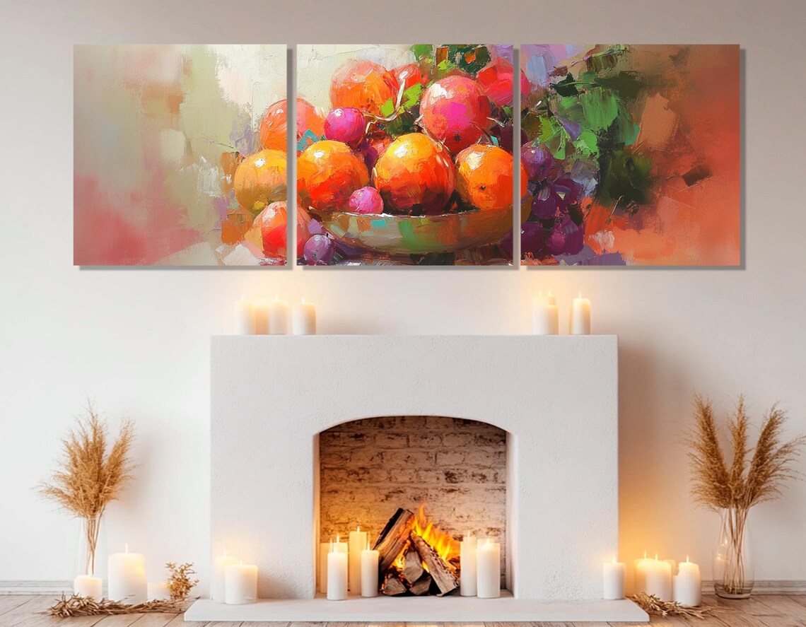 Impressionist Fruit Basket Painting Print Large Kitchen Wall Art Fruit Wall Art Modern Kitchen Wall Decor Framed Ready To Hang - Image 4