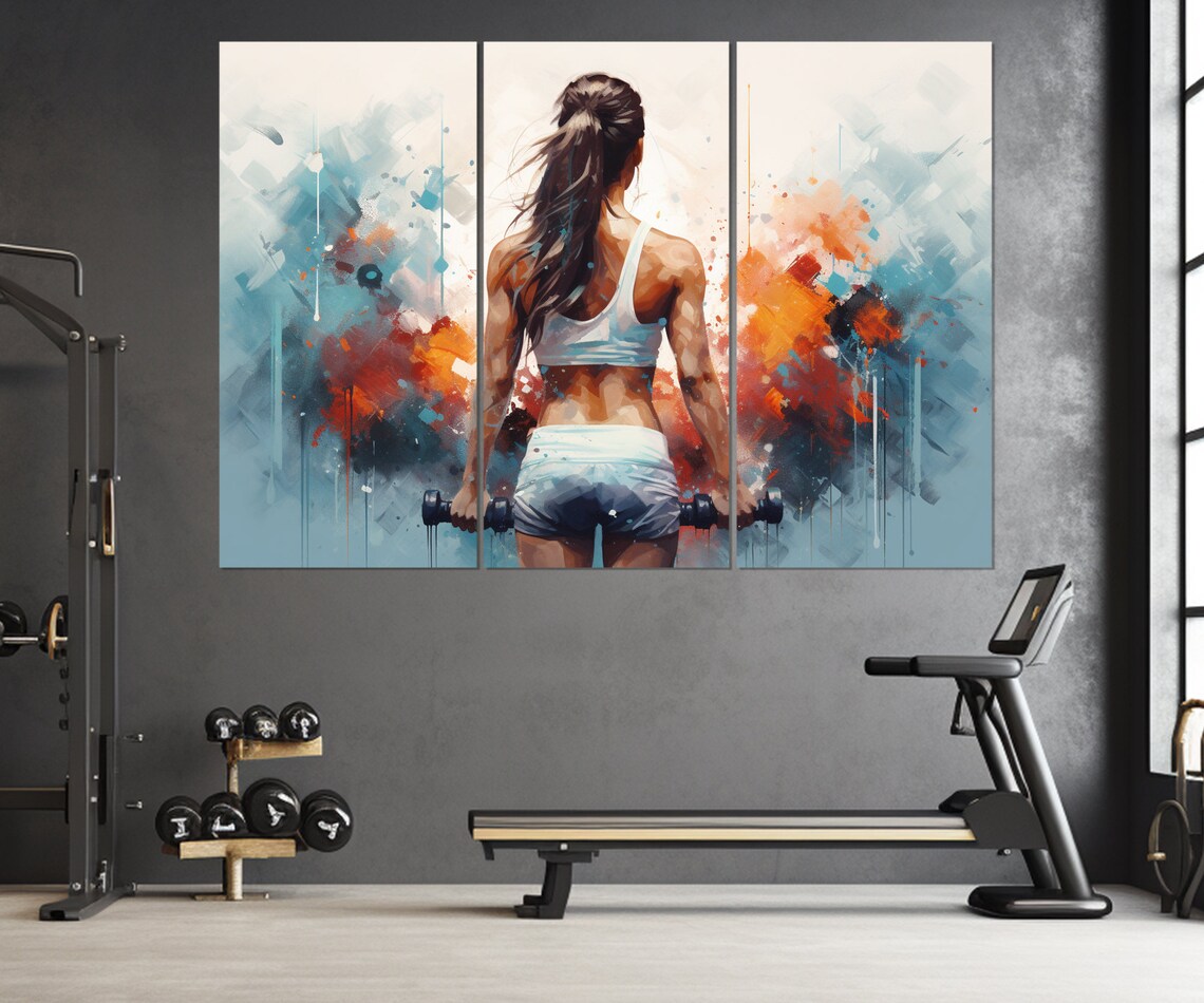 Woman Training With Dumbbells Watercolor Fitness Motivation Poster - Image 4