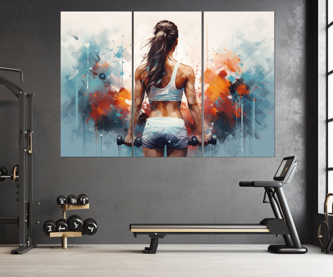 Women Workout Motivation Print Fitness Inspiration Wall Art Gym Wall Decor Fitness Painting Framed And Ready To Hang - Image 4