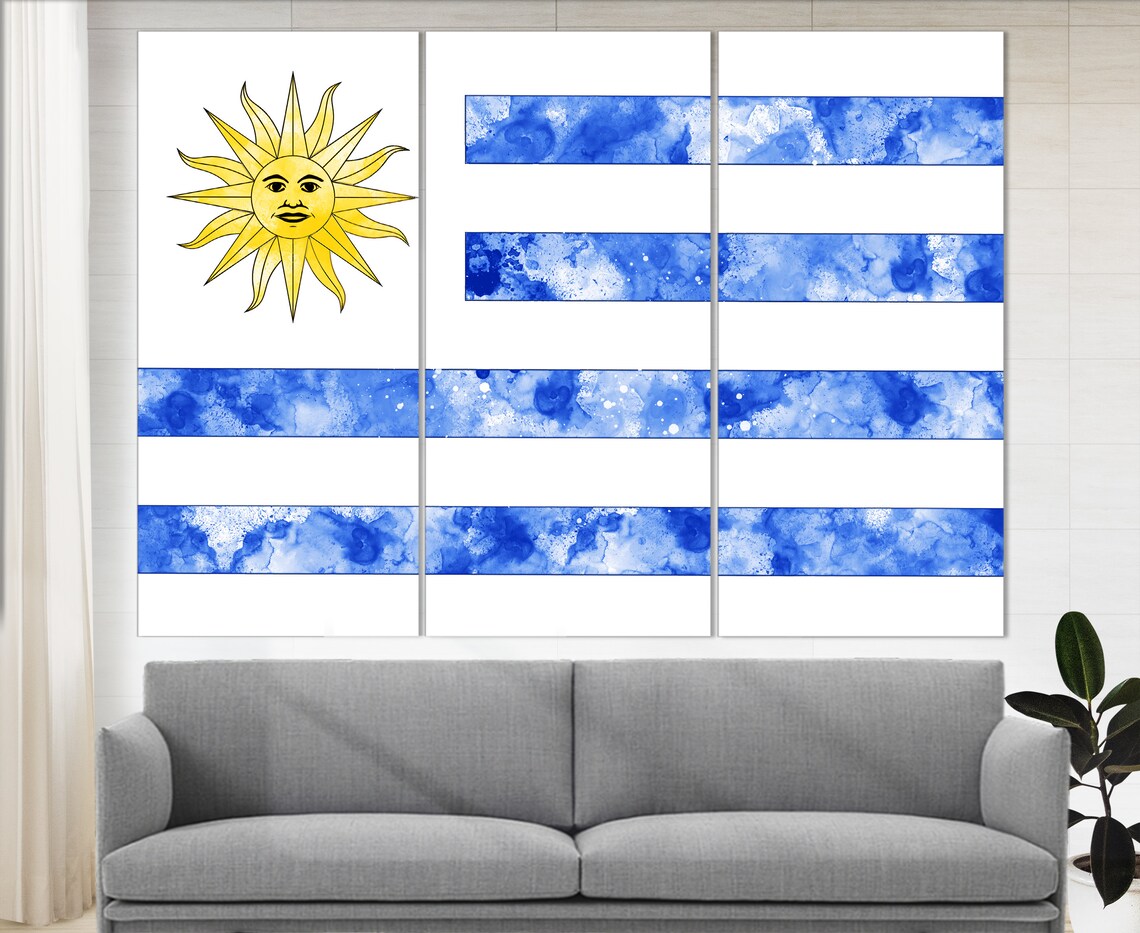 Uruguay Flag Grunge Watercolor Sun Of May Blue Stripes Poster - Image 4