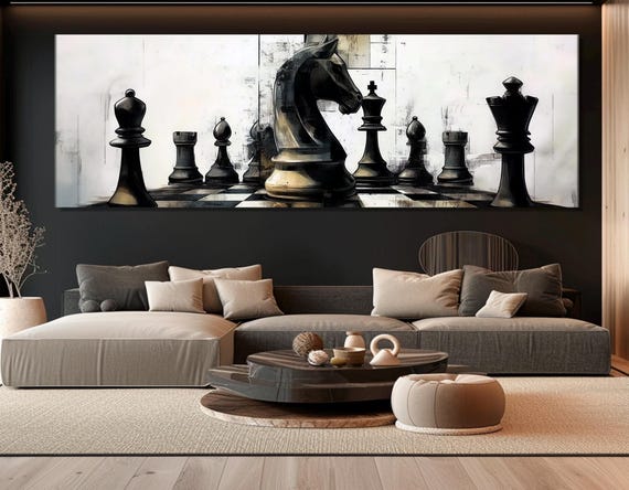 Abstract Chess Art Print, Chess Club Wall Decor