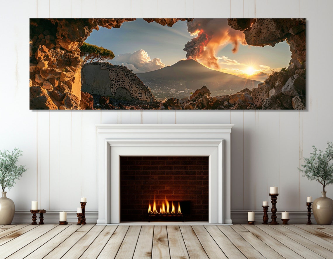 Mount Etna Volcano Eruption Sicily Sunset Lava Smoke Italy Poster
