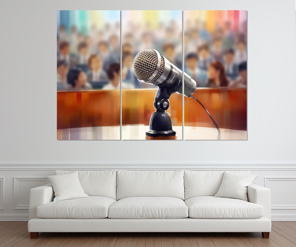Microphone Print Lecturer Gift University Teacher Gift Politician Gift Framed And Ready To Hang - Image 3
