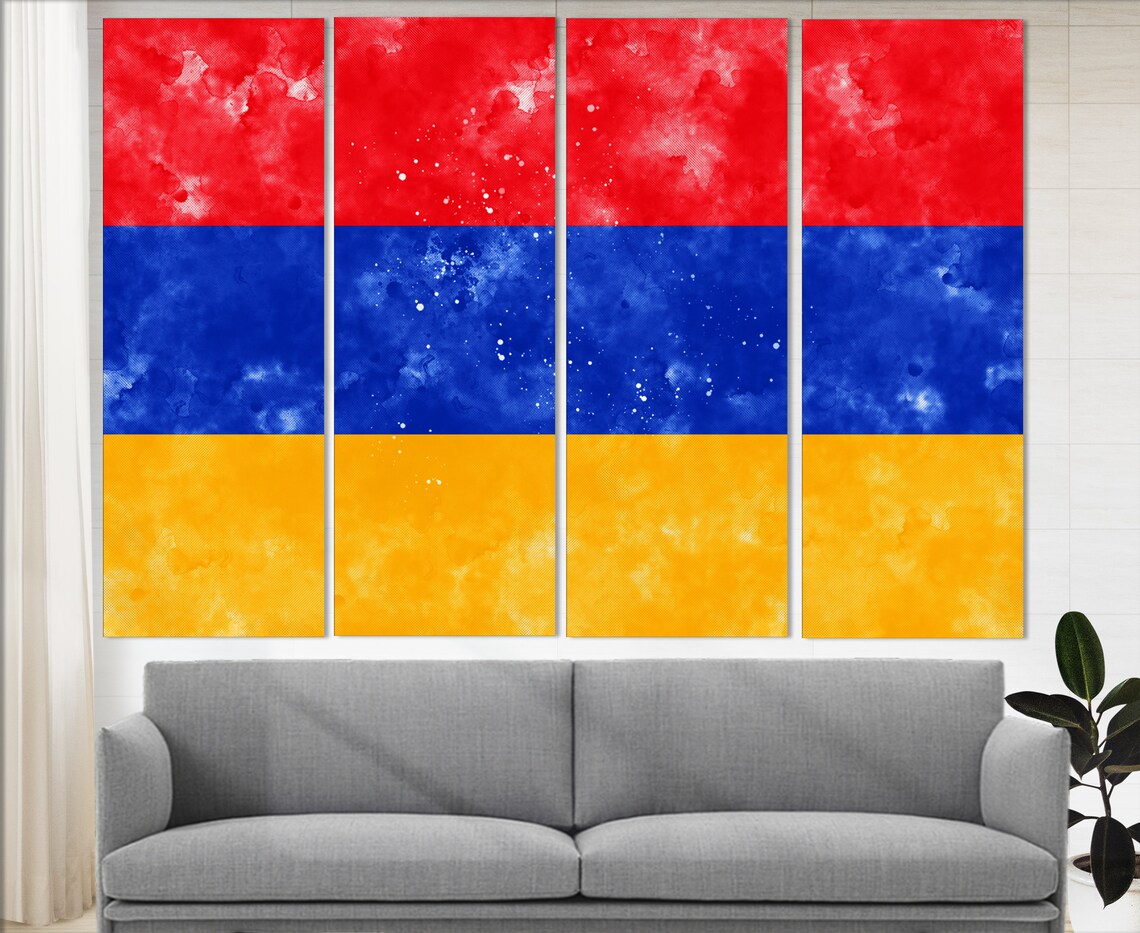 Armenia Flag Watercolor Red Blue Orange Patriotic Wall Art Poster - Image 2