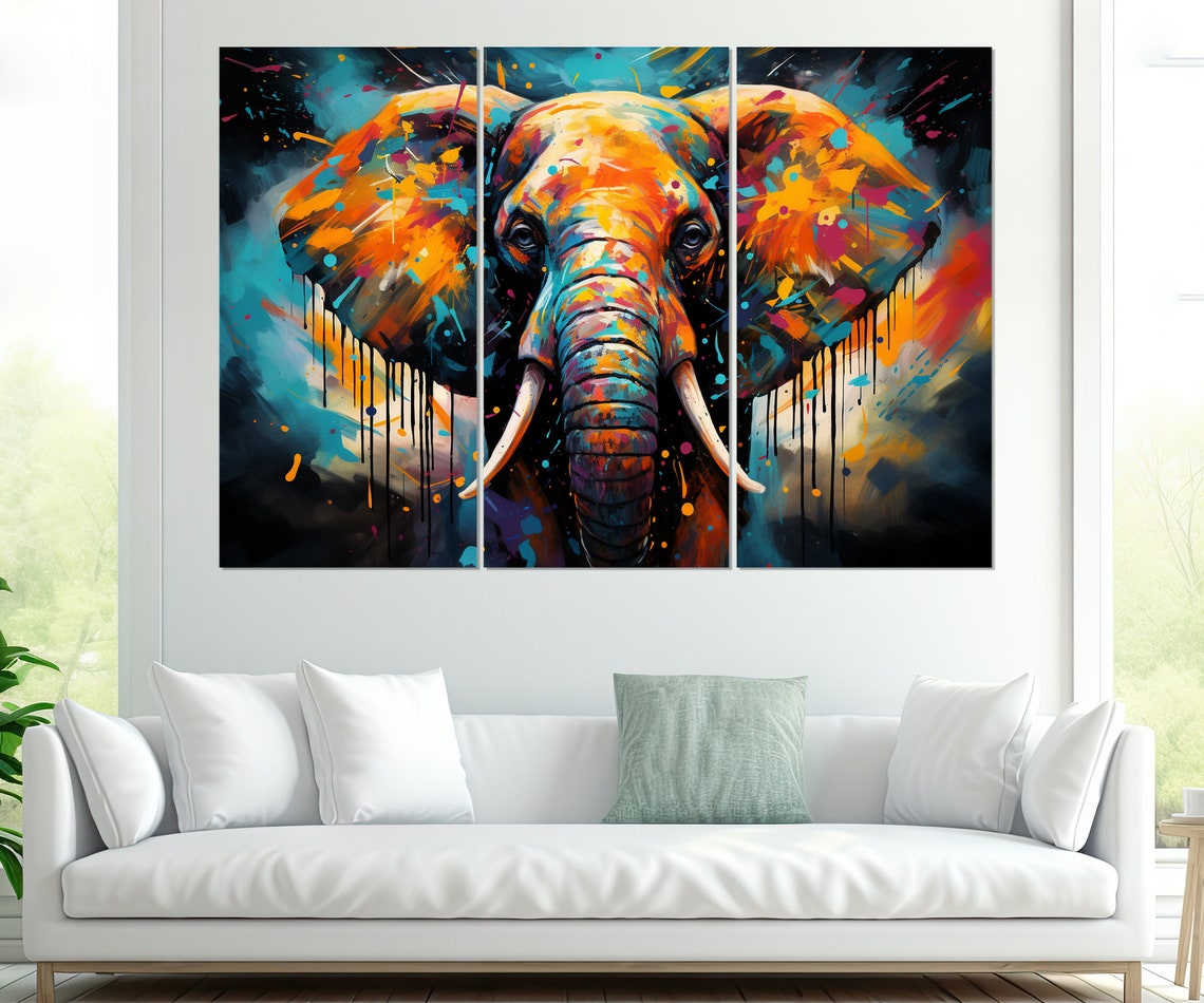 Colorful Elephant Pop Art Portrait With Paint Splashes Poster - Image 4