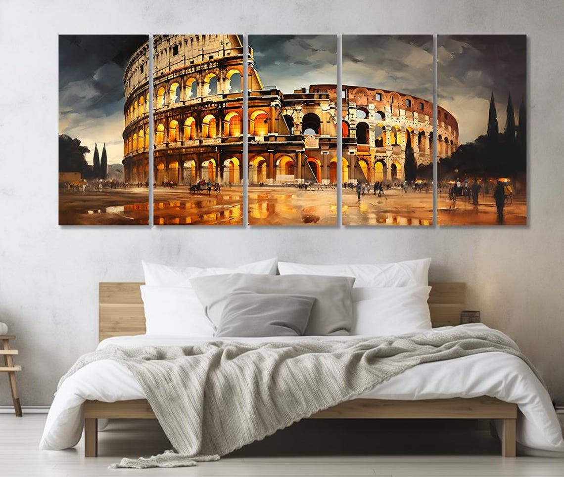 Colosseum Rome Italy Golden Hour Panoramic Three Panel Triptych Poster - Image 4