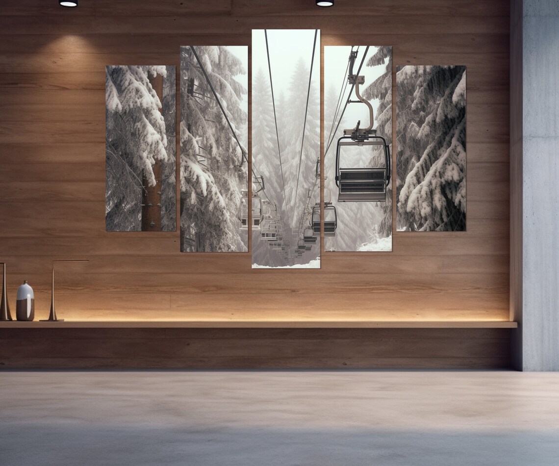 Ski Lift Winter Landscape Art Print, Skier Gift - Image 4