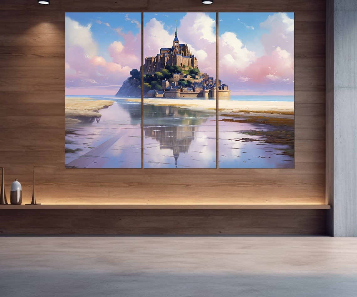 Scenic Mont Saint Michel Print France Art France Painting Wall Art French Wall Decor Framed And Ready To Hang - Image 4