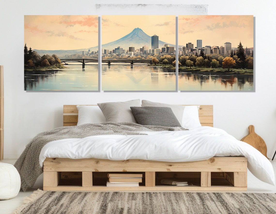 Abstract Portland Painting Print Portland Wall Art Portland Skyline Portland Poster Portland Wall Decor Framed And Ready To Hang - Image 4
