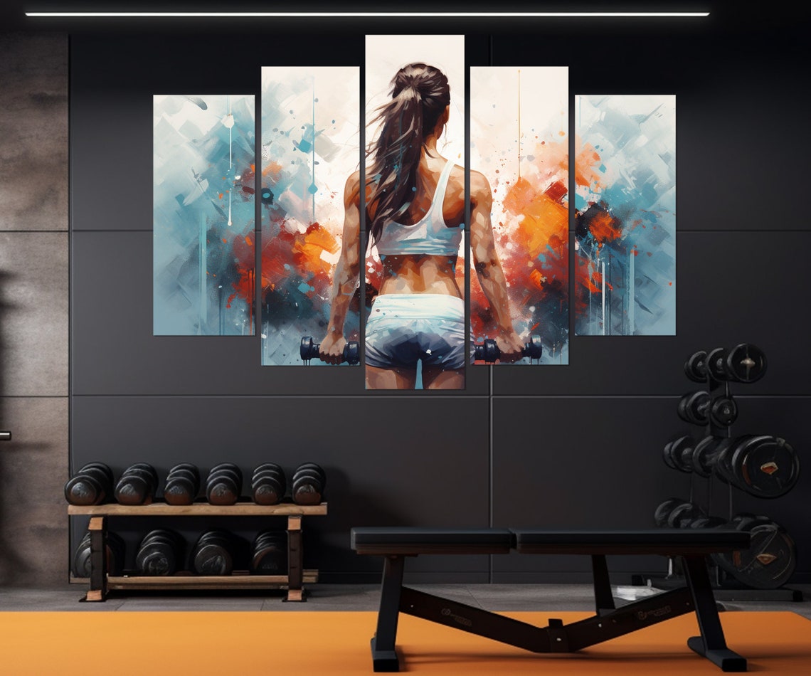 Women Workout Motivation Print Fitness Inspiration Wall Art Gym Wall Decor Fitness Painting Framed And Ready To Hang - Image 3