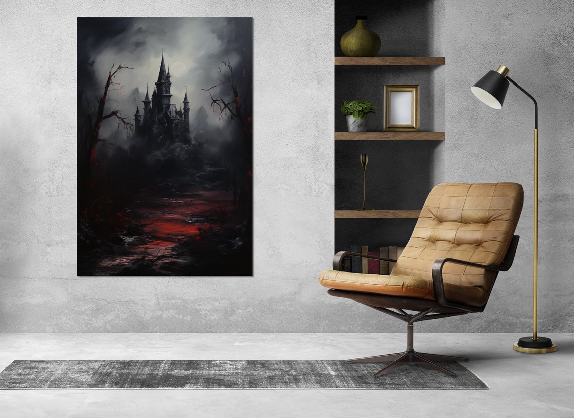 Dracula Castle Painting Print Bran Castle Painting Romania Wall Art Framed Wall Art - Image 4
