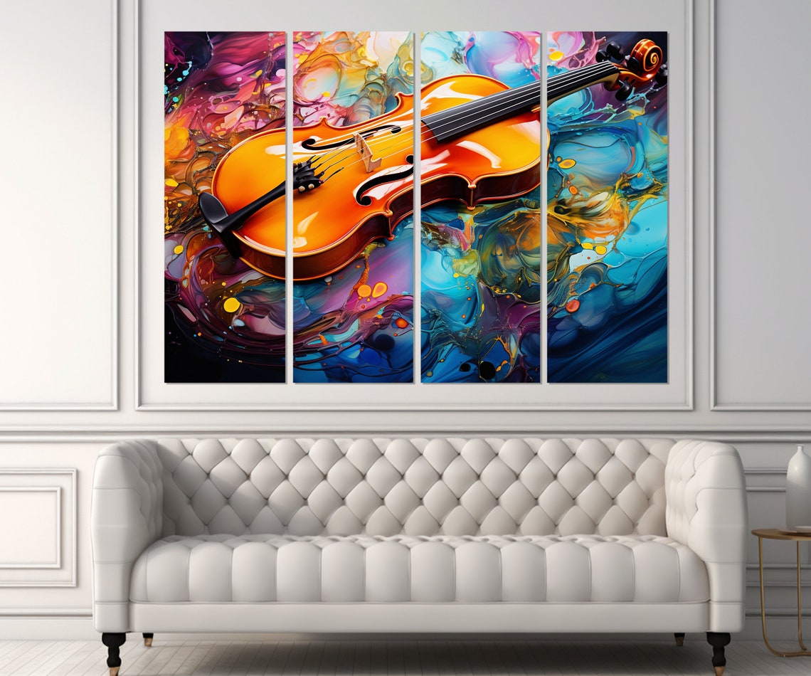 Colorful Violin Abstract Musical Art Vibrant Instrument Poster - Image 2