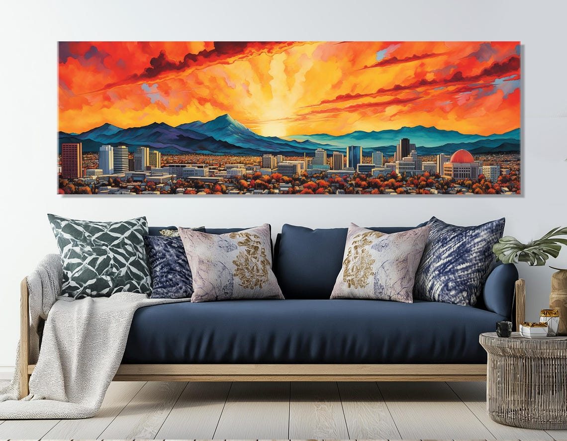 San Jose Sunset Triptych With Fiery Sky Over City And Mountains Poster - Image 4