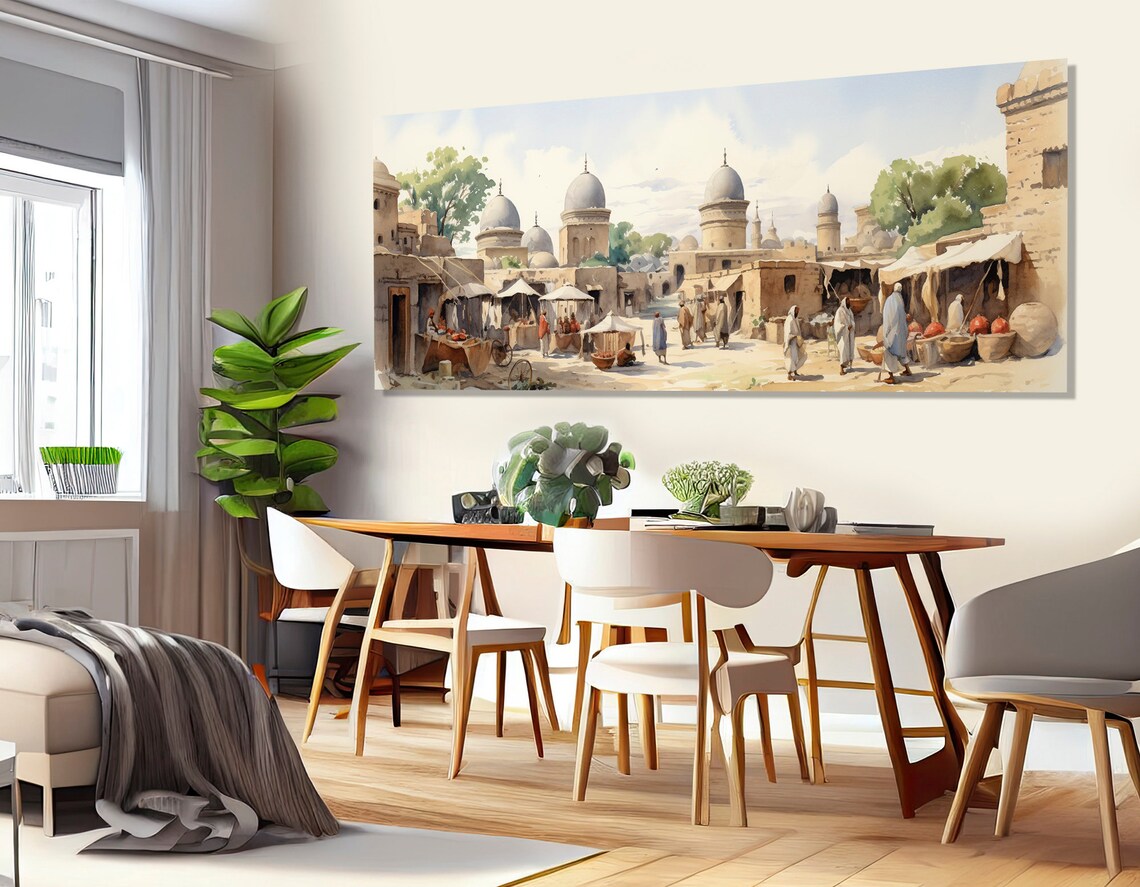 Ancient Oriental Market Domes Street Watercolor Travel Art Poster - Image 2