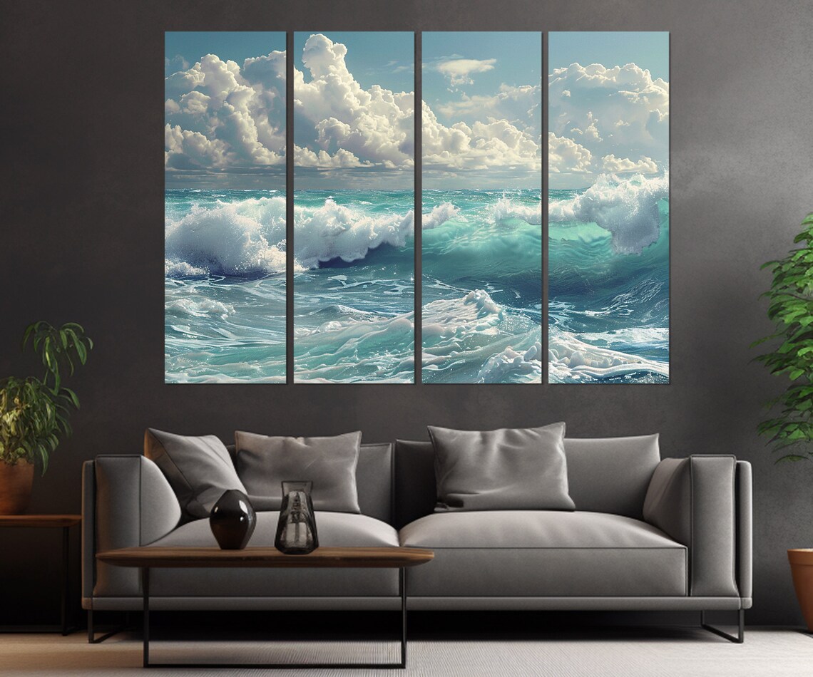 Ocean Waves Painting, Coastal Sea Wall Art Print - Image 2
