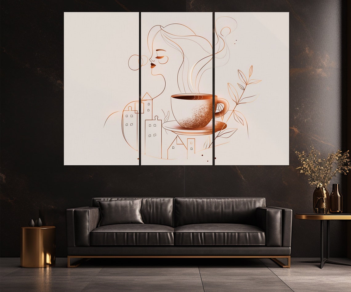 Minimalist Coffee Wall Art Coffee Print Kitchen Wall Decor Cafe Wall Decor Coffee Painting Framed And Ready To Hang - Image 3