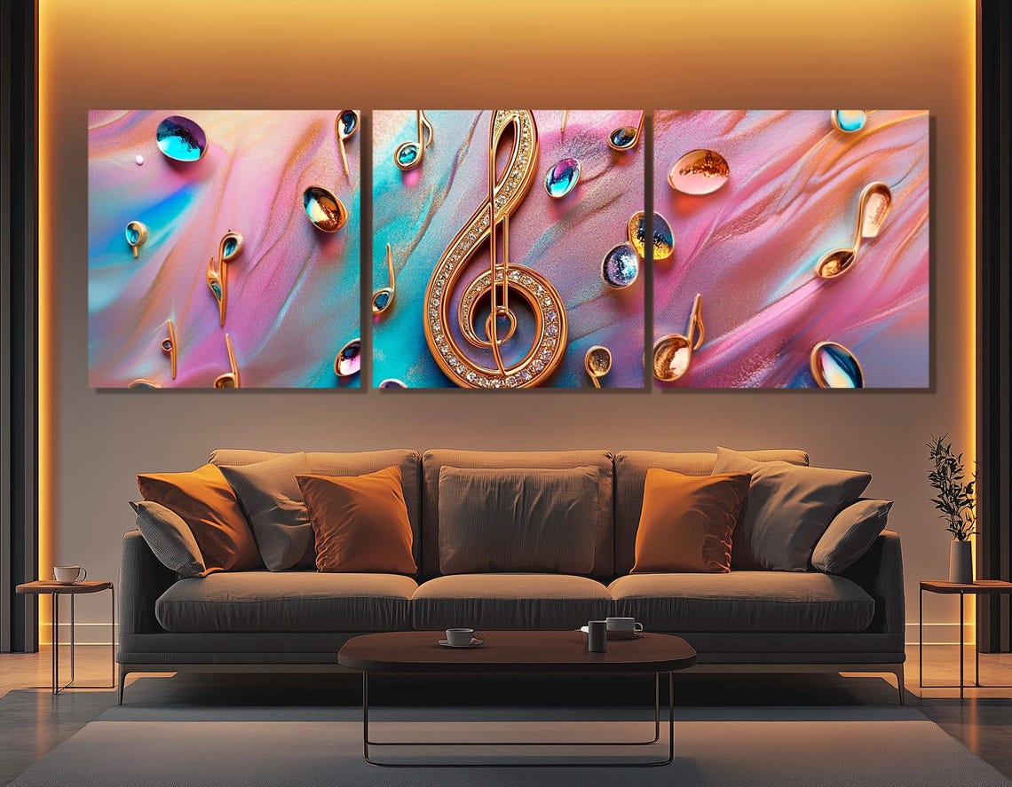 Golden Treble Clef Music Notes Pastel Marble Glam Music Lover Poster - Image 4