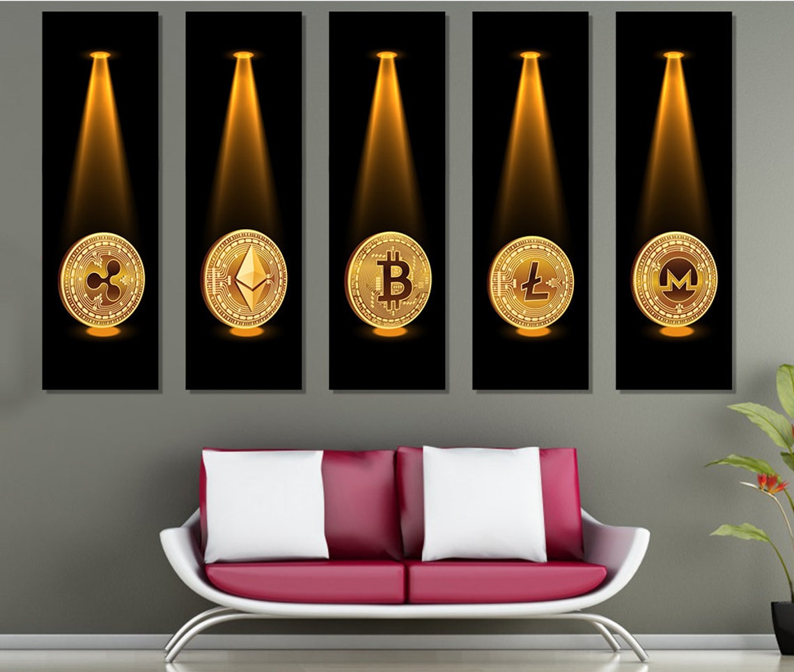 Gold Bitcoin Ethereum Cryptocurrency Coins Spotlight Wall Art Poster - Image 4
