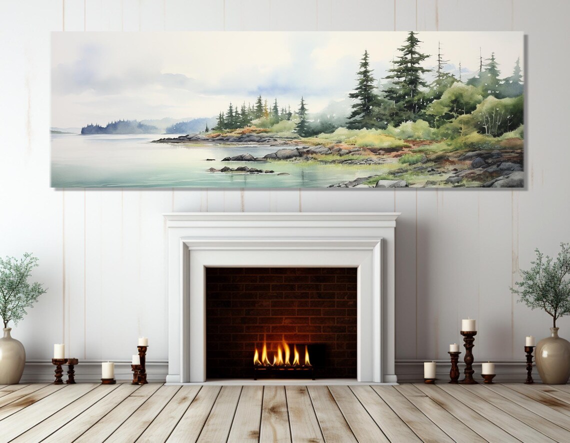Isle Royale Lake Superior Pine Shore Misty Watercolor Travel Poster - Image 2