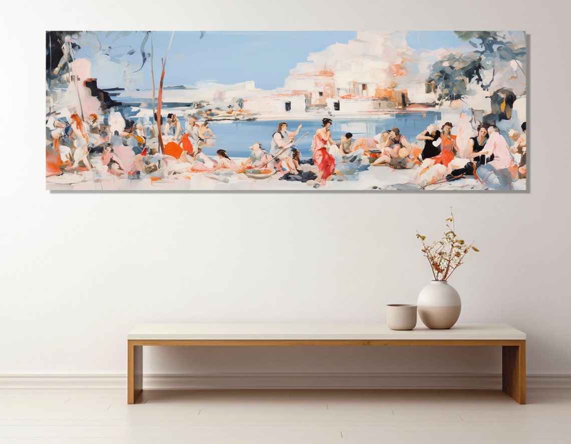 Retro Santorini Greece Aegean Coast Triptych Vintage Travel Poster - Image 4
