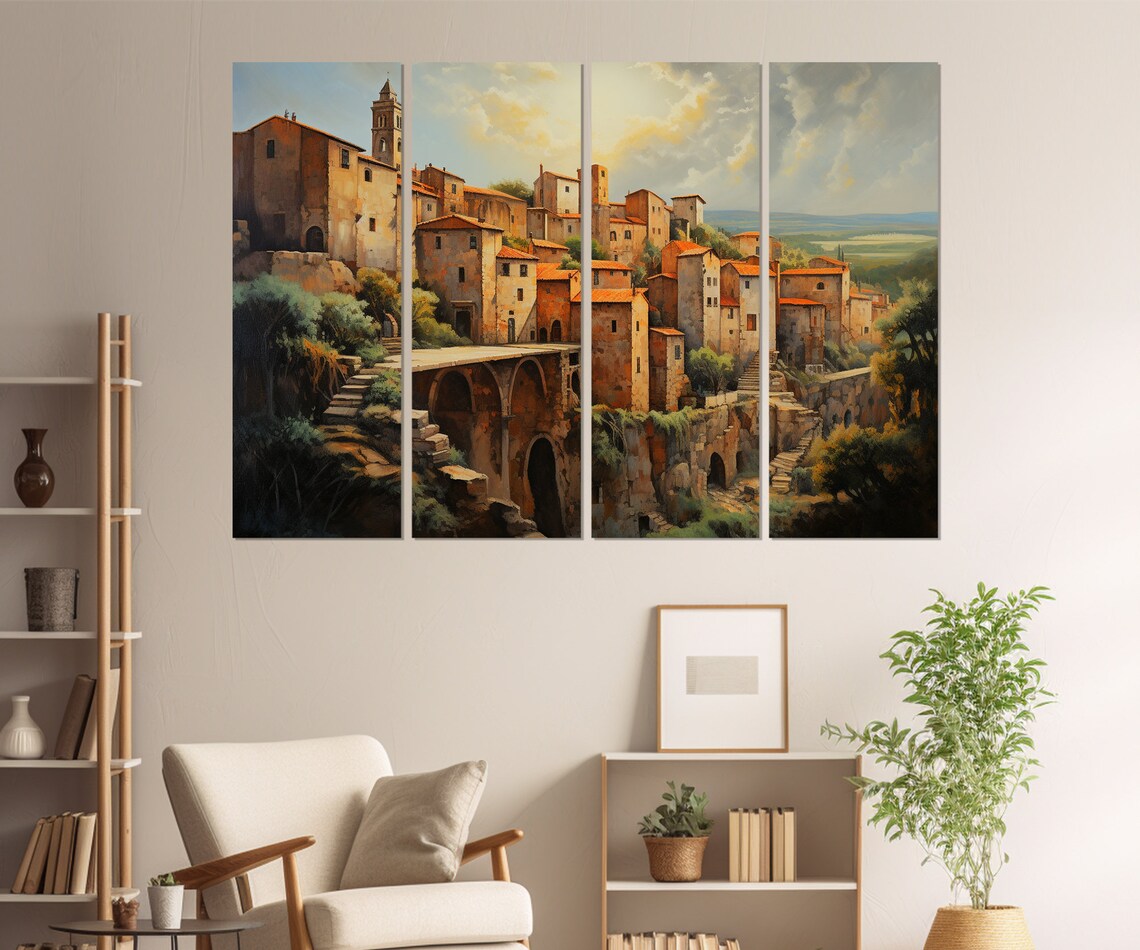 Pitigliano Tuscany Medieval Hilltop Town Italy Painting Travel Poster - Image 2