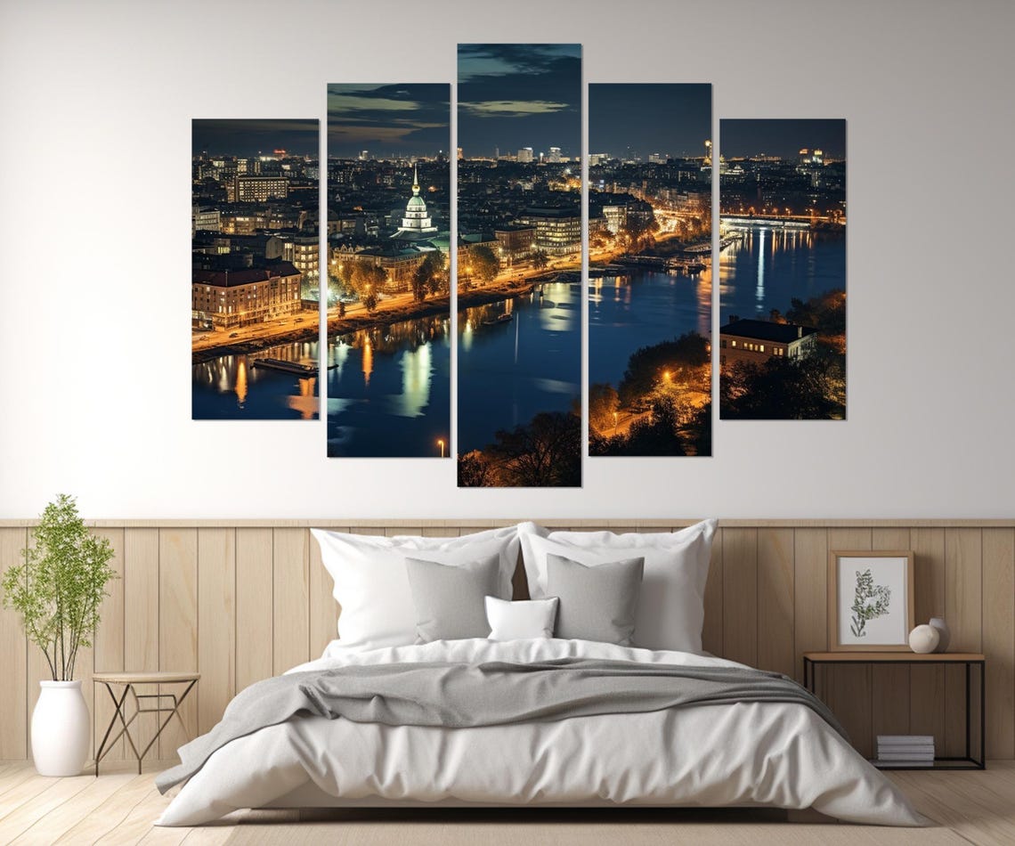 Belgrade Serbia Night Skyline River Reflection City Lights Dusk Poster - Image 4
