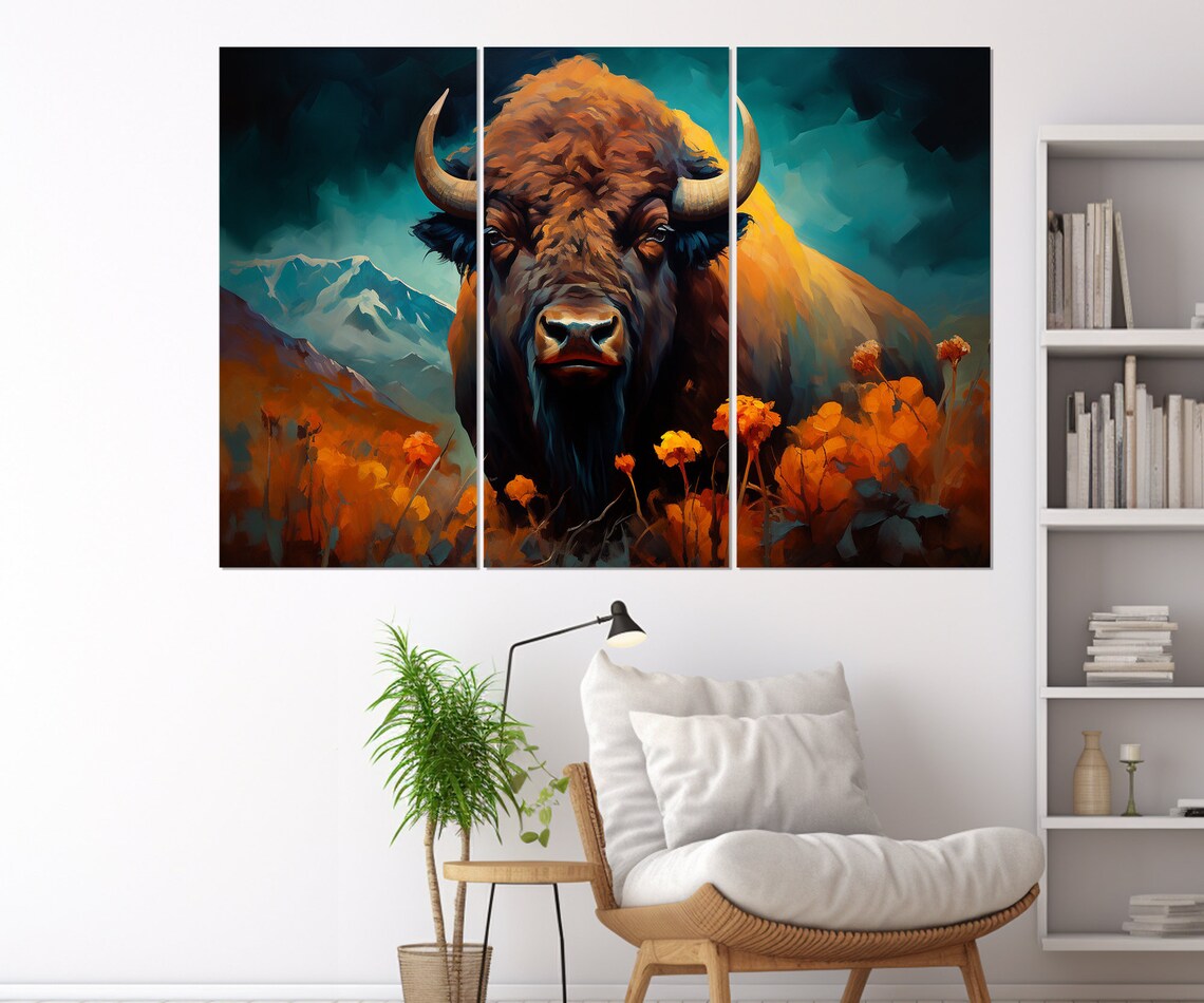 Bison Abstract Art Print, Modern Wall Decor Piece - Image 4