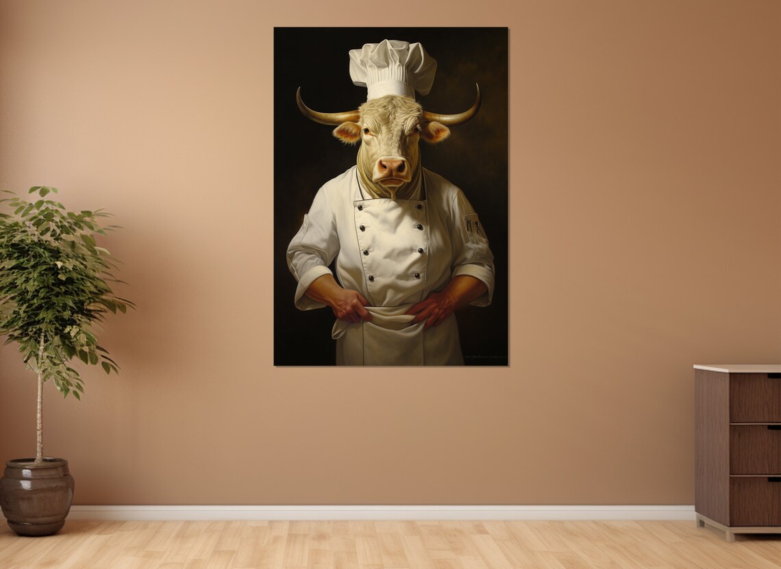 Abstract Bull Chef, Modern Restaurant Art Print - Image 4