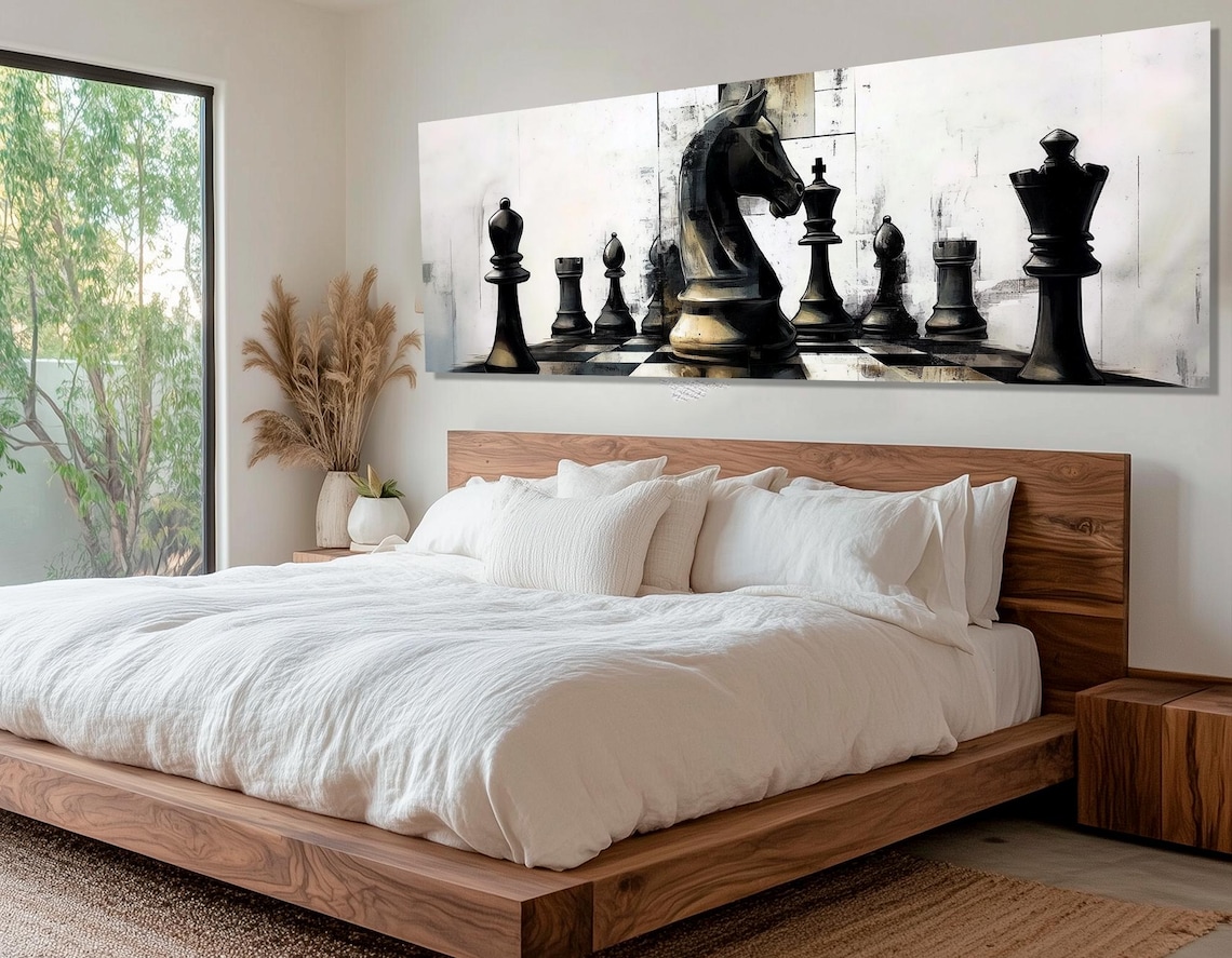 Abstract Chess Art Print, Chess Club Wall Decor - Image 2