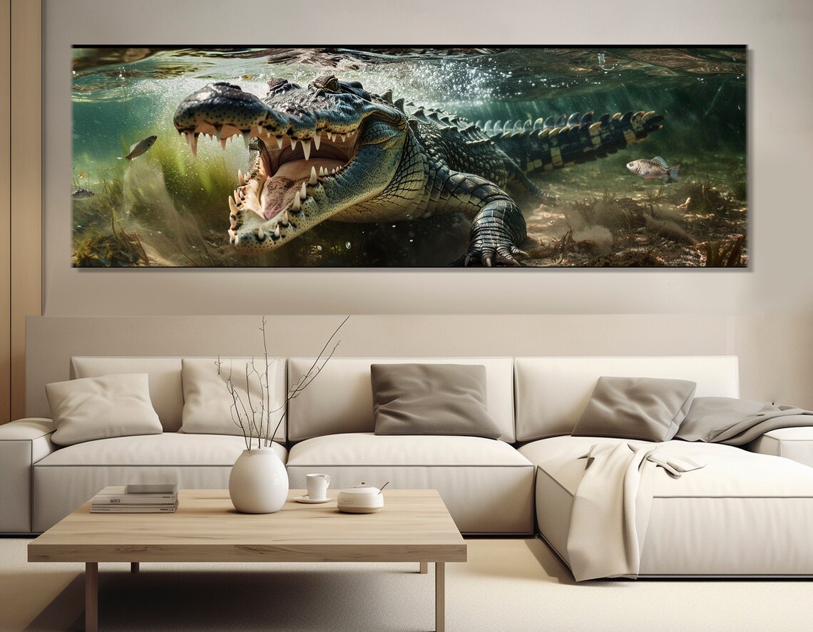 Crocodile Painting Print, Predator Animal Wall Art