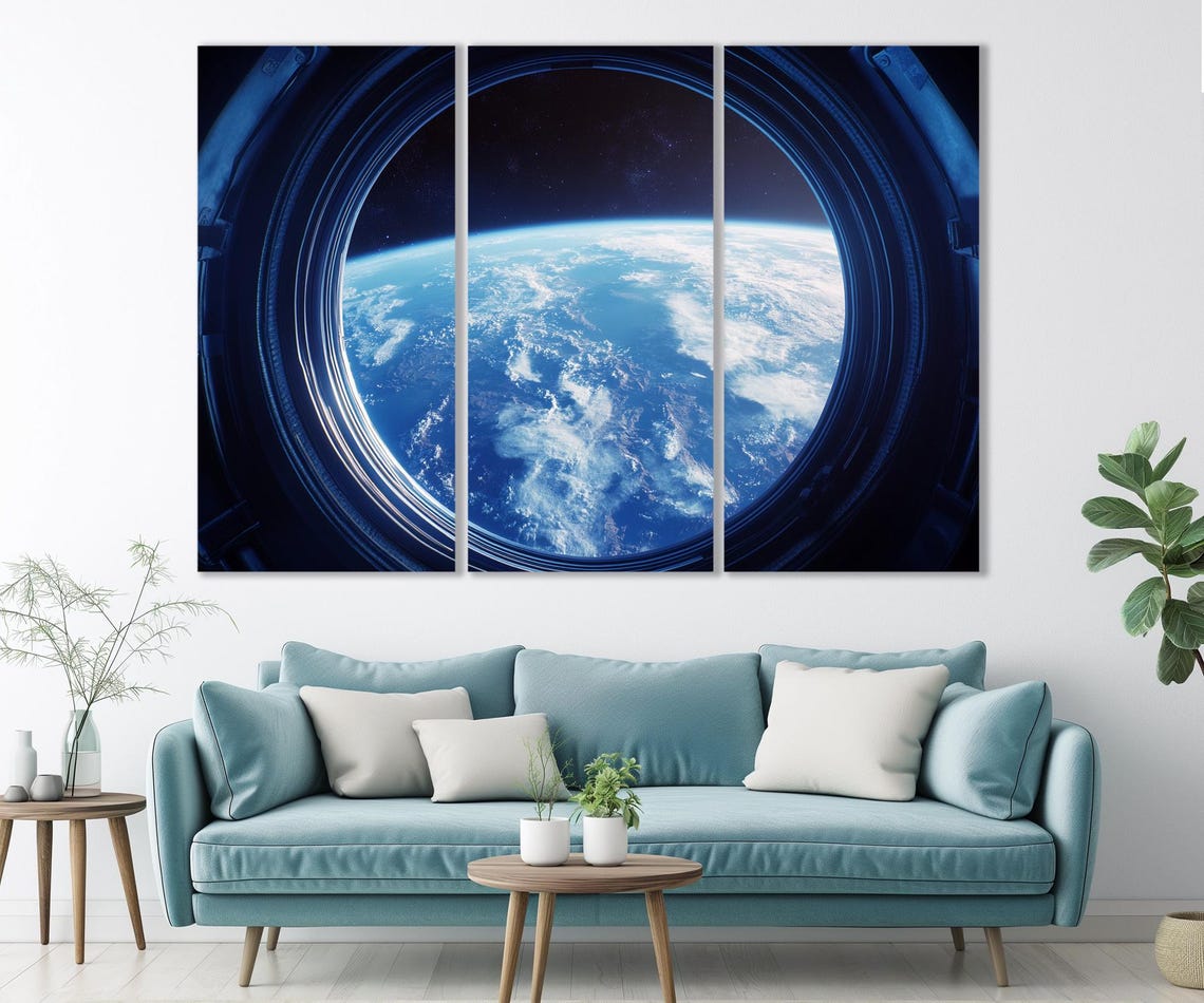 Spaceship Window View of Planet Earth Cupola Deep Blue Space Poster - Image 4