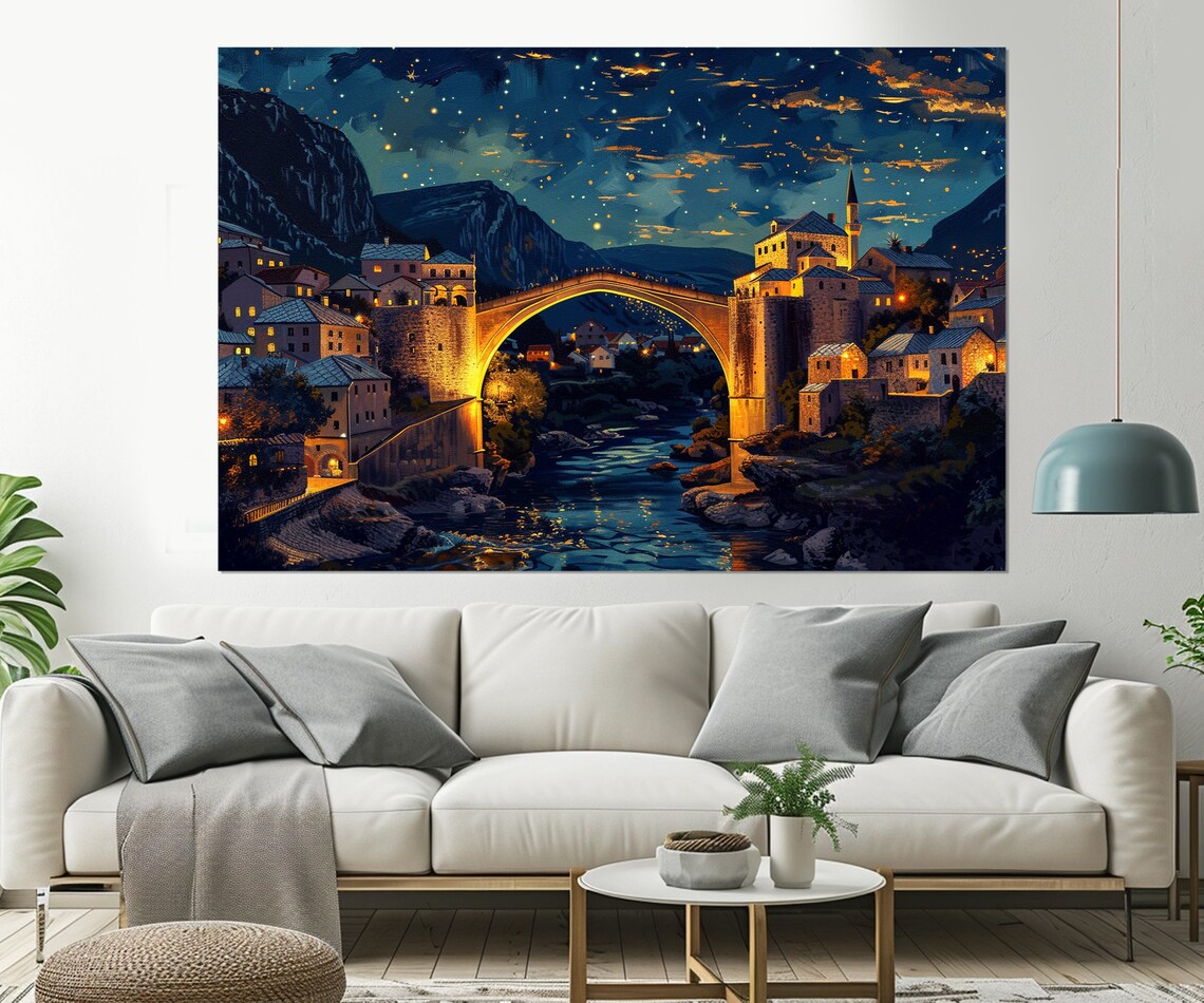 Mostar Bridge Abstract Art Print, Bosnia Travel - Image 2