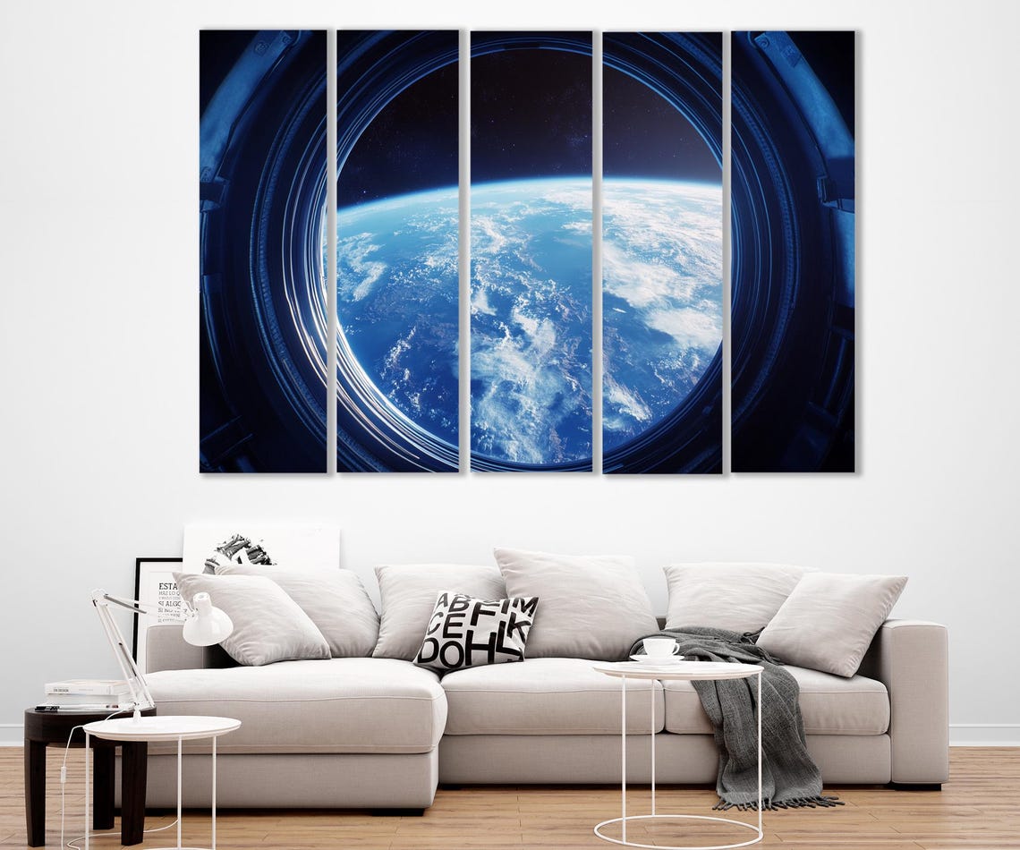 Spaceship Window View of Planet Earth Cupola Deep Blue Space Poster - Image 3