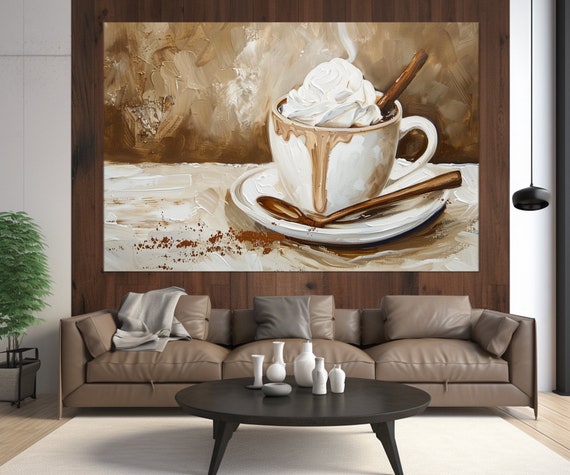 Vintage Style Hot Chocolate Painting Print Coffee House Wall Decor Coffee Wall Art Coffee Shop Decor Framed And Ready To Hang