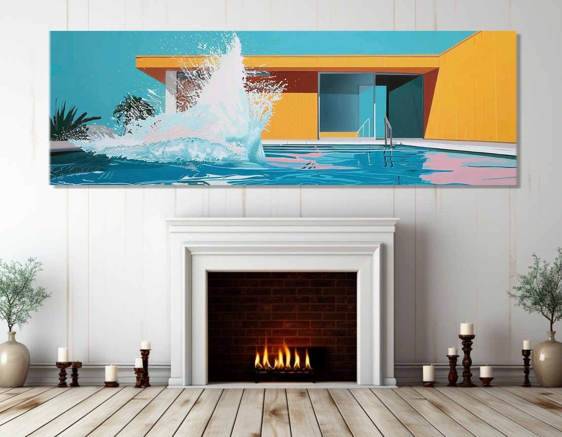 Retro Swimming Pool Splash Mid Century Modern Pop Art Poster