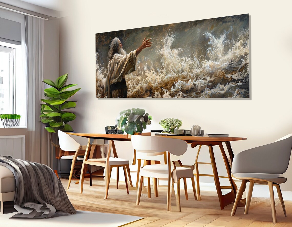 Abstract Moses and the Sea, Religious Wall Art Print - Image 2