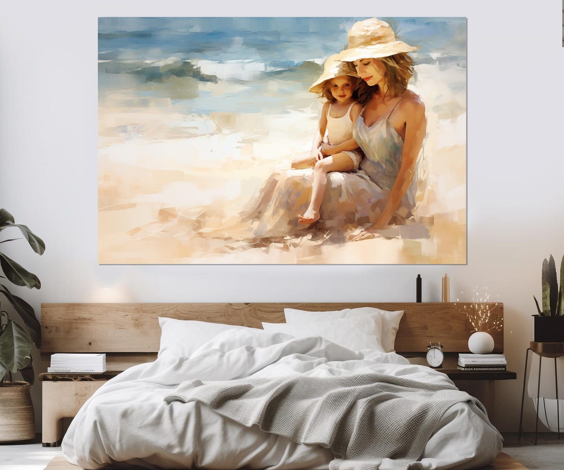 Mother And Daughter Abstract Painting Print Family Painting Family Wall Art Maternity House Decor Framed And Ready To Hang