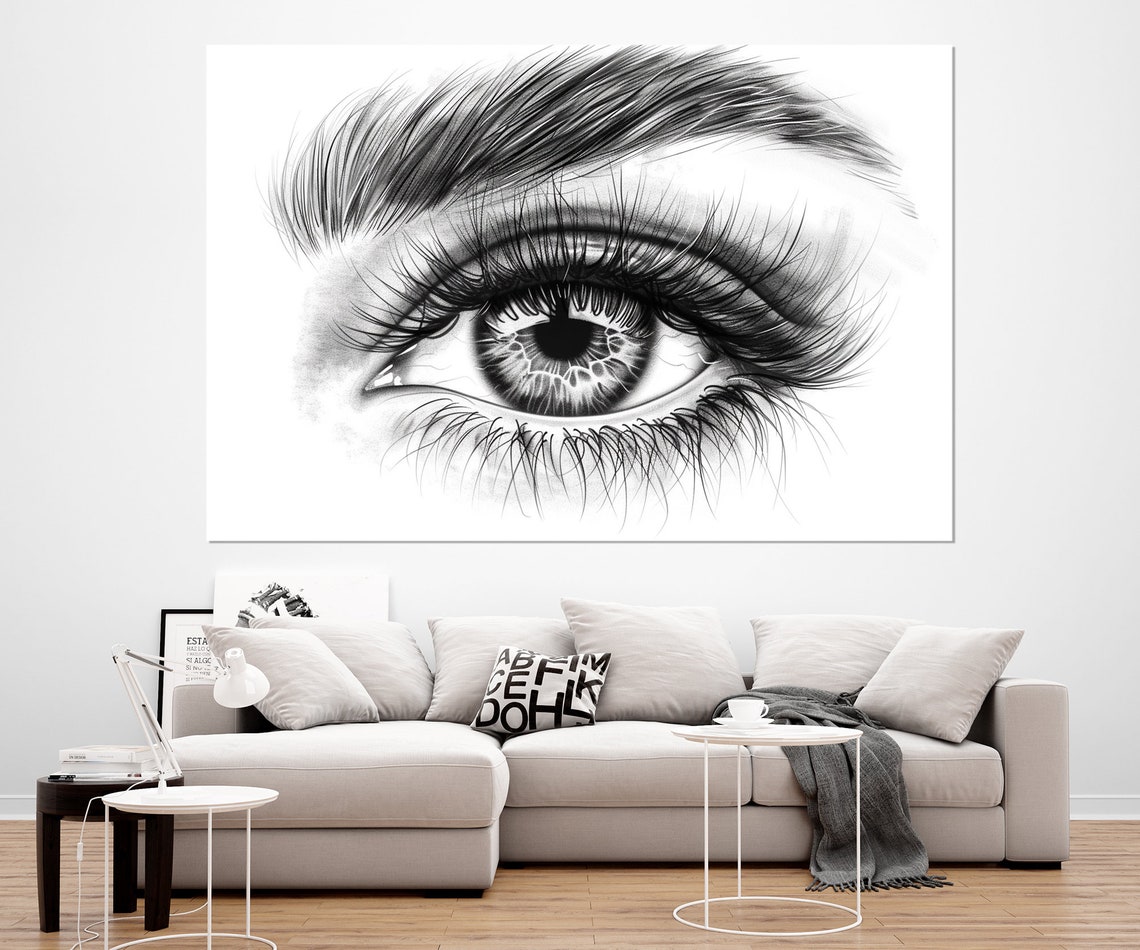 Bold Black and White Woman Eye Lashes Triptych Beauty Studio Wall Art - Image 4