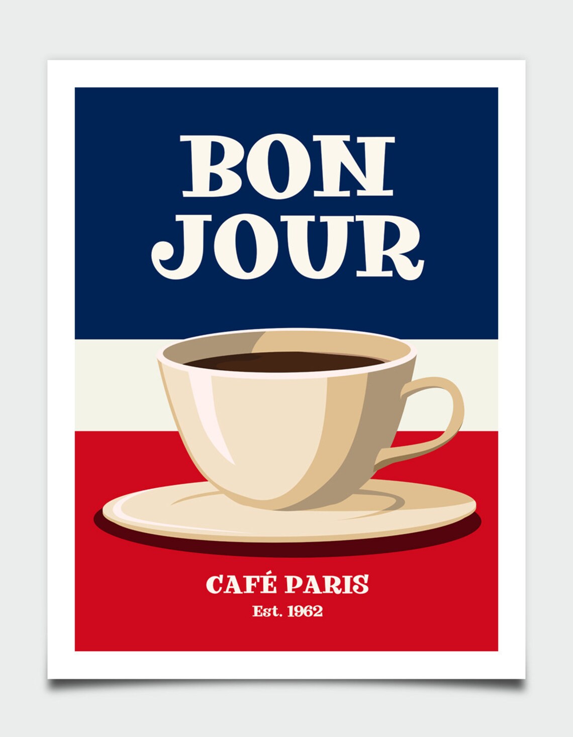 Bonjour Retro Kitchen Decor, Paris Cafe Poster - Image 4