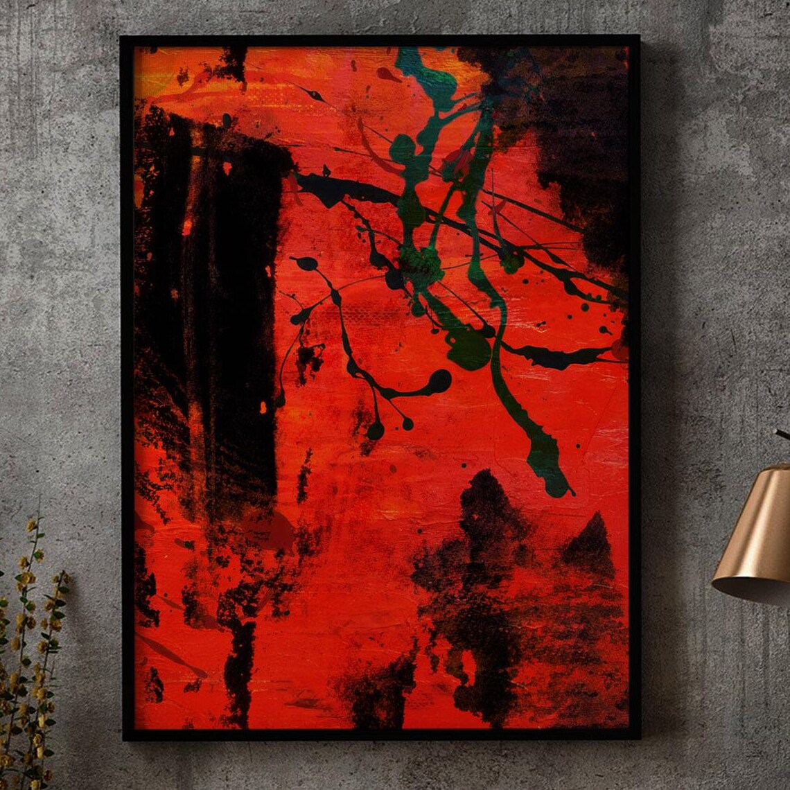 Rainfall Abstract Nature Painting, Acrylic Brushstrokes - Image 2