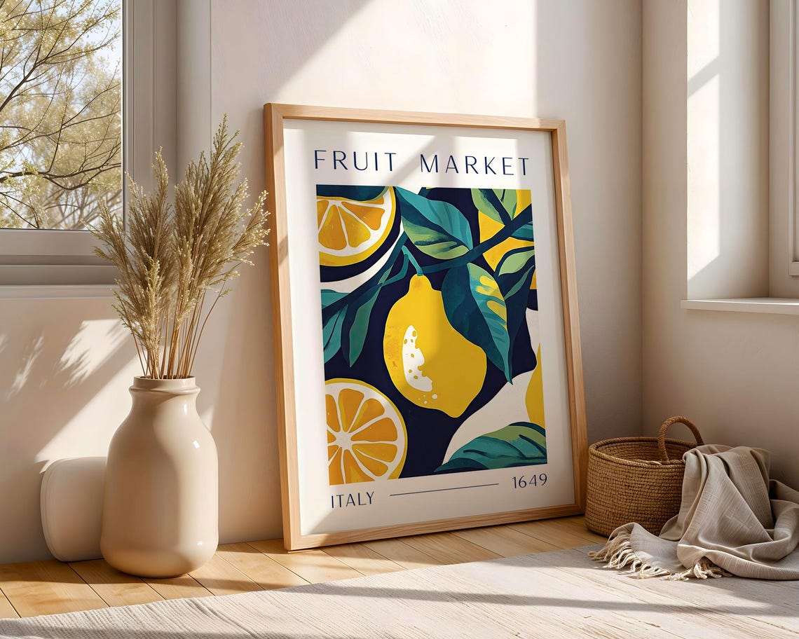 Vintage Italian Lemon Print, Mediterranean Kitchen Poster - Image 3