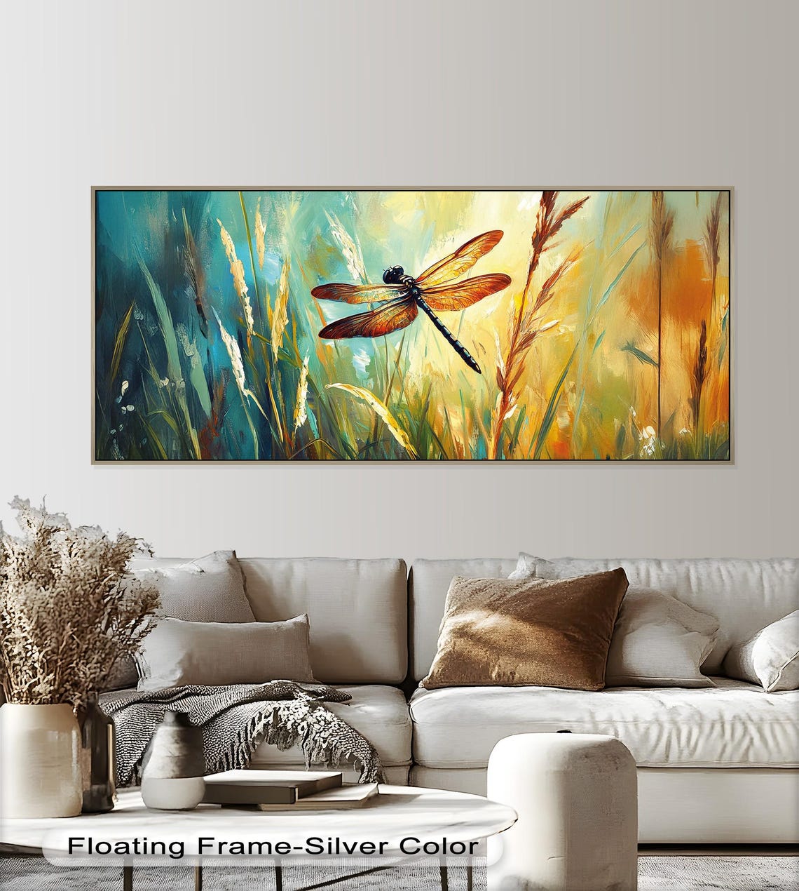 Dragonfly In Meadow, Rustic Modern Nature Print