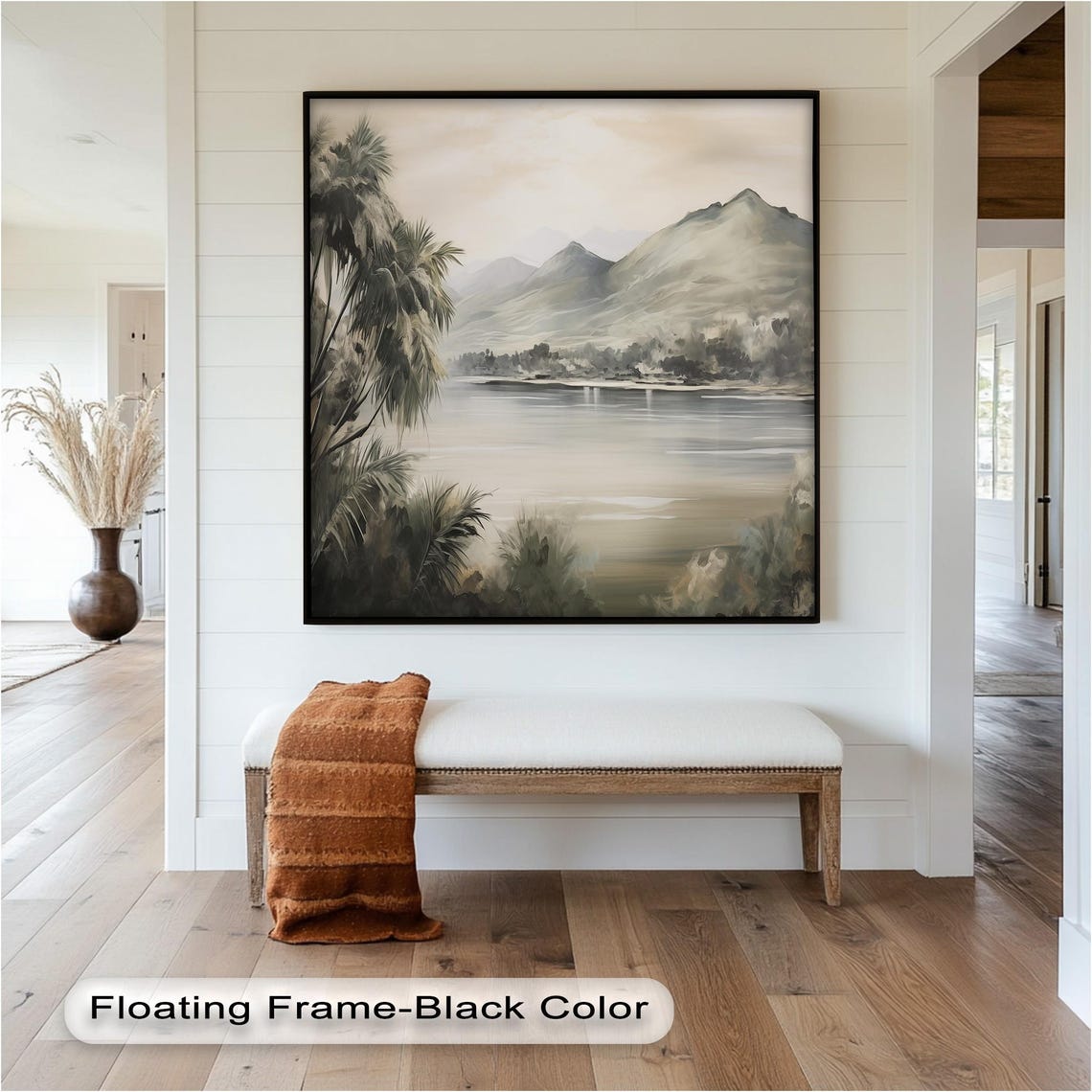 Tropical Lake Nature-Inspired Landscape Art Print - Image 2