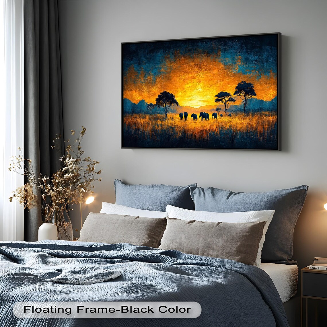 Panoramic Elephant Sunset Wall Art, African Safari - Image 2